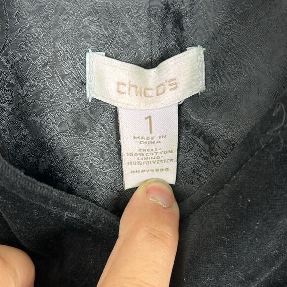 Chico's womens M black velvet button up long sleeve coat jacket - Picture 3 of 7